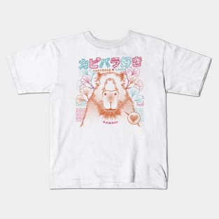 Capybara Love Anime Manga by Tobe Fonseca Kids T-Shirt